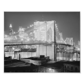 Brooklyn Brigde at Night, 1982, Black & White Fotodruck