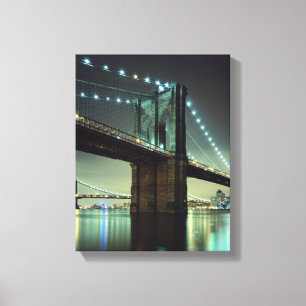 Brooklyn-Brücke an Nachtmanhattan-Brücke Leinwanddruck