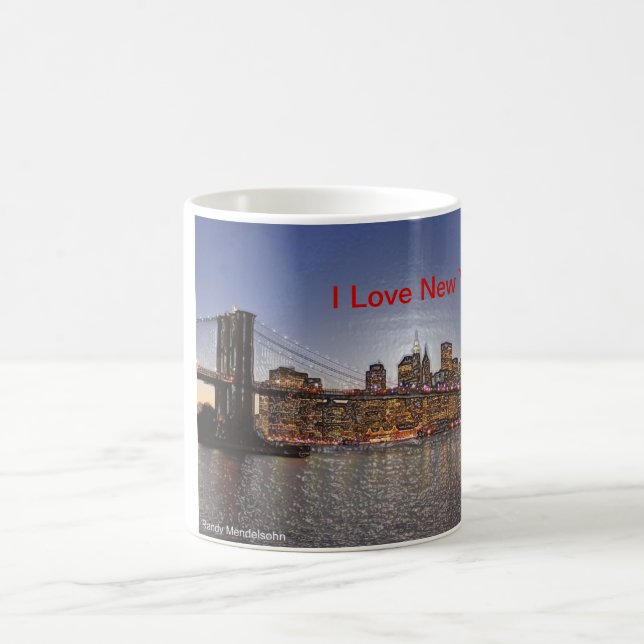 Brooklyn-Brücke mit New- York CitySkylinen Tasse (Mittel)