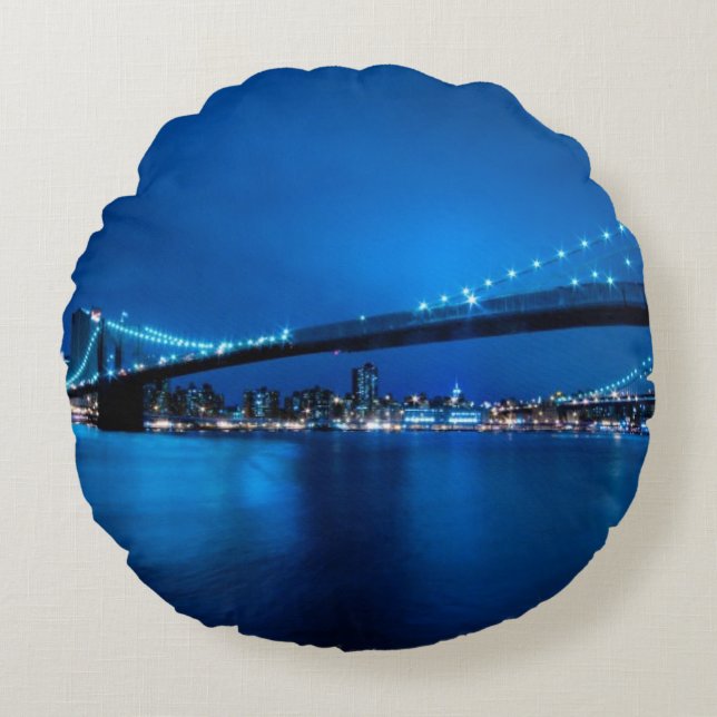 Brooklyn-Brücke, New York Rundes Kissen (Vorderseite)