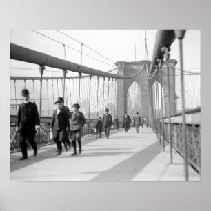 Brooklyn-Brücke Pedestrians, 1909. Vintages Foto Poster