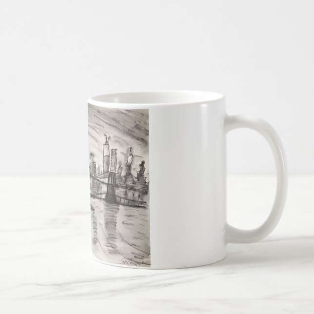 Brooklyn-Brücke und ein grauer Himmel Kaffeetasse (Rechts)