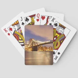 Brooklyn-Brücke und Manhattan nachts Spielkarten