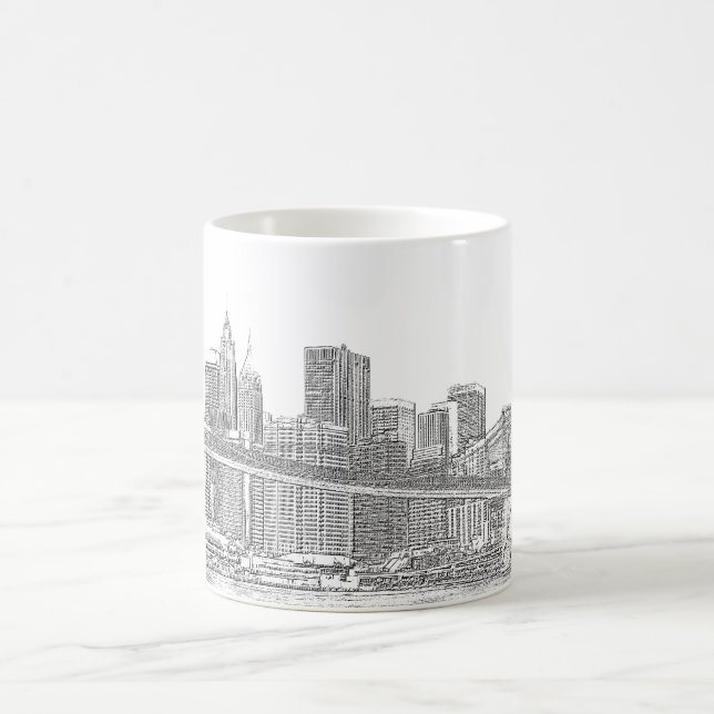 Brooklyn-Brücke und Manhattan-Skyline Tasse (Mittel)