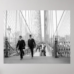 Brooklyn-Brücke Walkway, 1905. Vintages Foto Poster