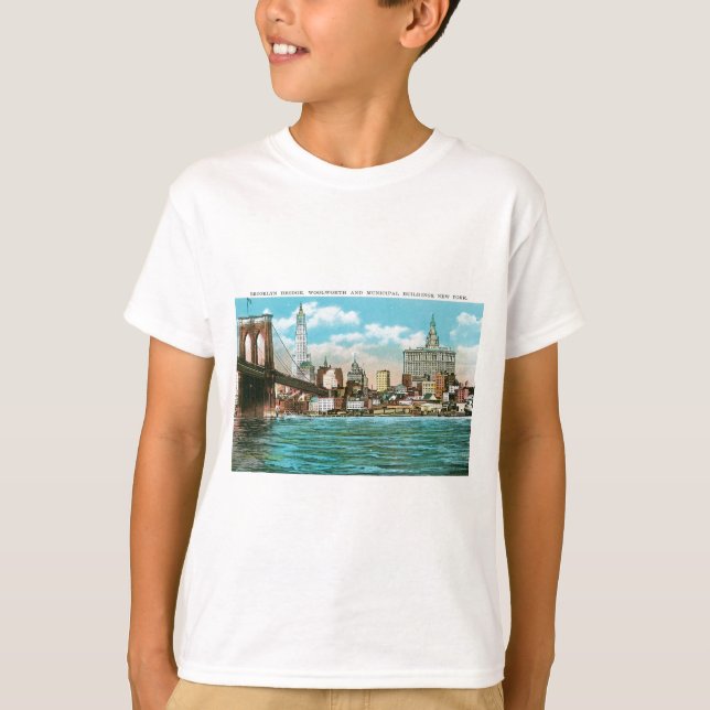 Brooklyn-Brücke, Woolworth und Municipal… T-Shirt (Vorderseite)