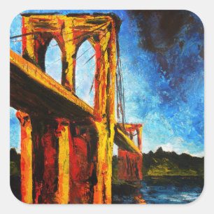 Brooklyn-Brücke zu Utopie 2009 Quadratischer Aufkleber