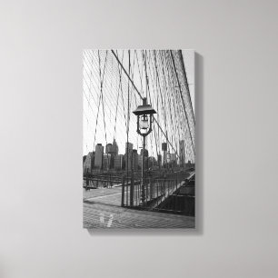 Brooklyn-Brücken-Lampe in B&W auf Leinwand