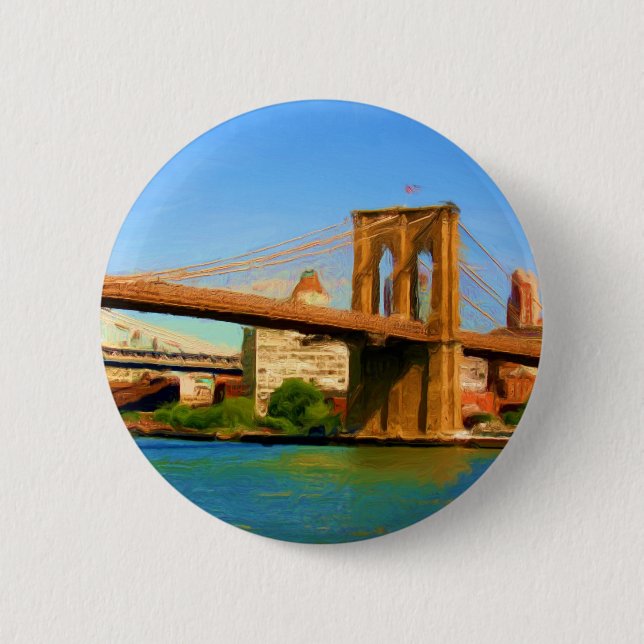 Brooklyn-Brücken-Malerei Button (Vorderseite)