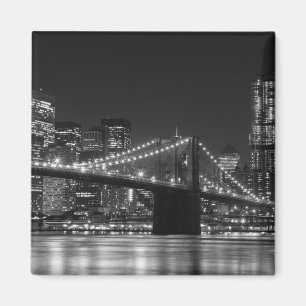 Brooklyn-Brücken-schwarzer/weißer Skyline-Magnet Magnet