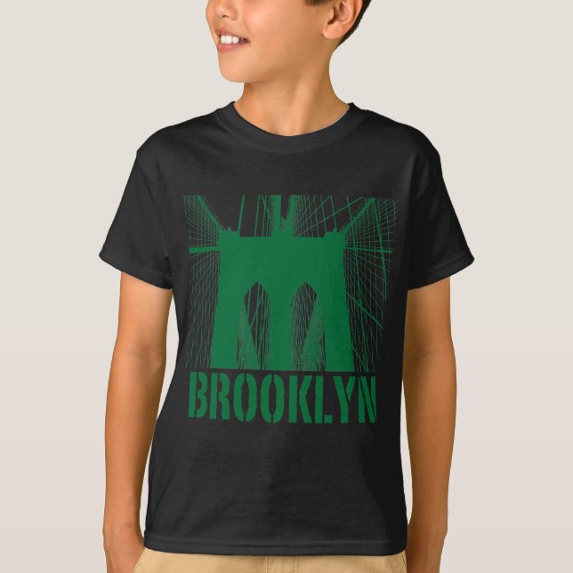 Brooklyn-Brücken-Silhouettegrün T-Shirt (Vorderseite)