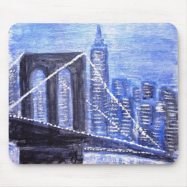 Brooklyn-Brücken-Winter-Nacht Mousepad (Vorne)