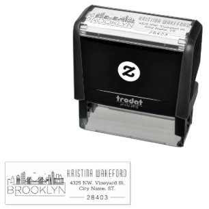 Brooklyn City Skyline   Benutzerdefinierte Adresse Permastempel