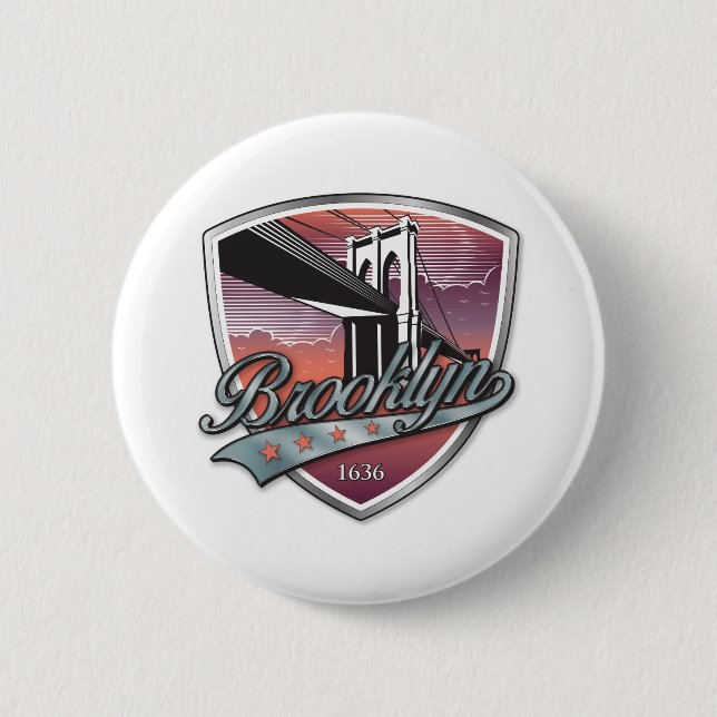 Brooklyn Design Silber Metallic Button (Vorderseite)
