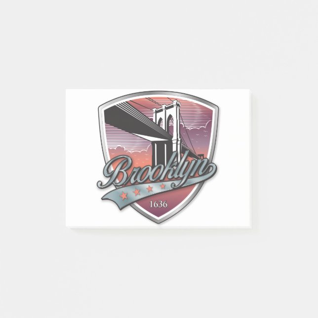 Brooklyn Design Silber Metallic Post-it Klebezettel (Vorderseite)