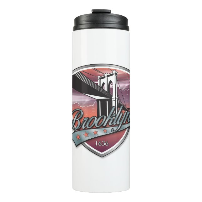 Brooklyn Design Silber Metallic Thermosbecher (Vorderseite)