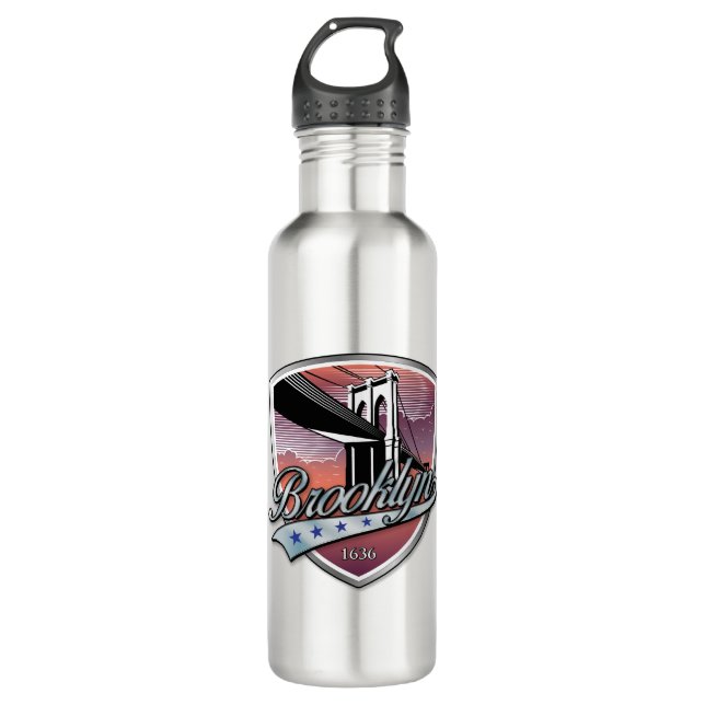 Brooklyn Design Silver Edelstahlflasche (Vorderseite)