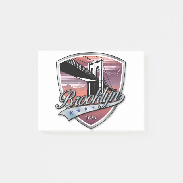 Brooklyn Design Silver Post-it Klebezettel (Vorderseite)