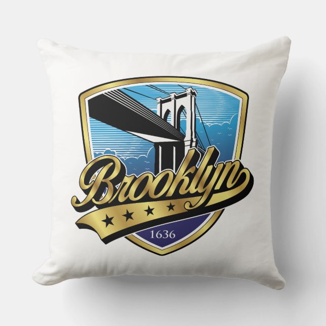 Brooklyn Elegant Gold Swoosh Logo Design Kissen (Vorderseite)