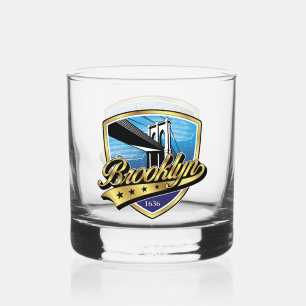 Brooklyn Elegant Gold Swoosh Logo Design Whiskyglas