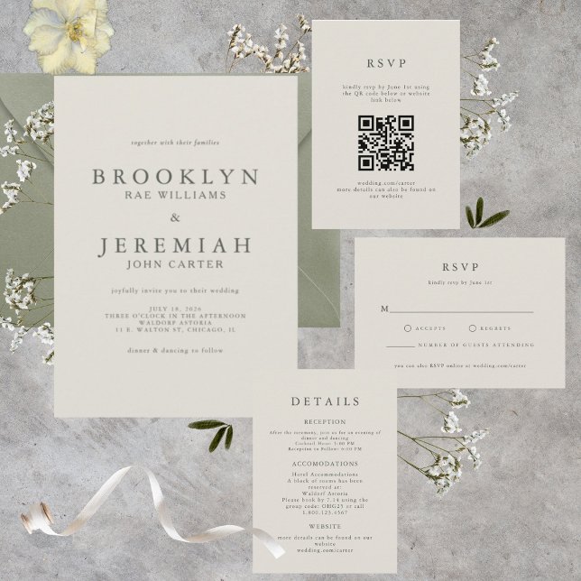 BROOKLYN Elegante Moderne Hochzeit Einladung (Von Creator hochgeladen)