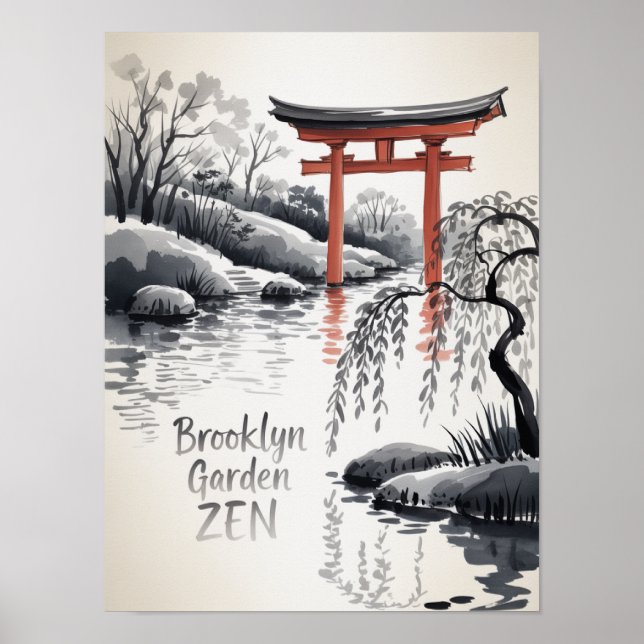 Brooklyn Garden Zen Sumi-E Kunst Poster (Vorne)