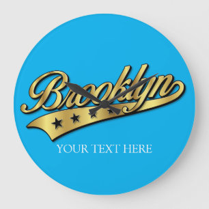 Brooklyn Gold Swoosh Designvorlagen-Uhr Große Wanduhr