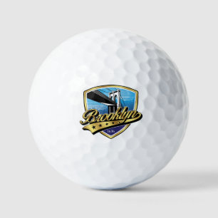Brooklyn Gold Swoosh Logo Design Golfball
