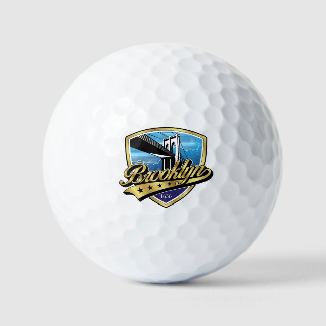 Brooklyn Gold Swoosh Logo Design Golfball (Vorderseite)