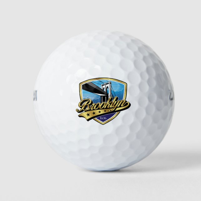 Brooklyn Gold Swoosh Logo Design Golfball (Vorderseite)