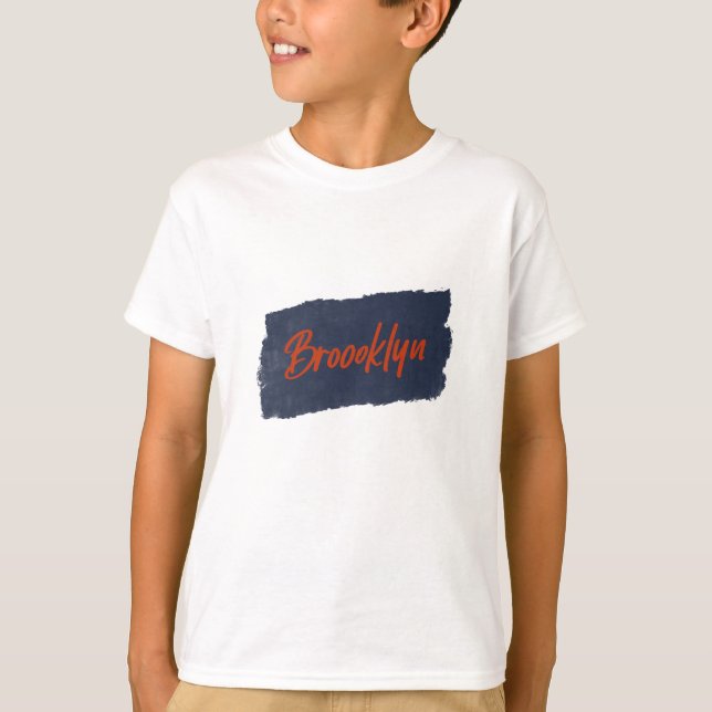Brooklyn Handwriting Red Typografy T - Shirt (Vorderseite)