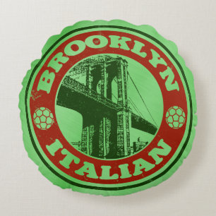 Brooklyn Italian American Round Cushion, New York Rundes Kissen