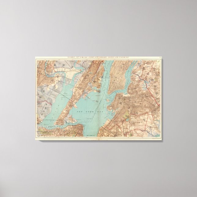 Brooklyn, Jersey City und Hoboken Leinwanddruck (Vorderseite)