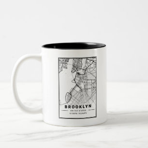 Brooklyn Light City Map Zweifarbige Tasse