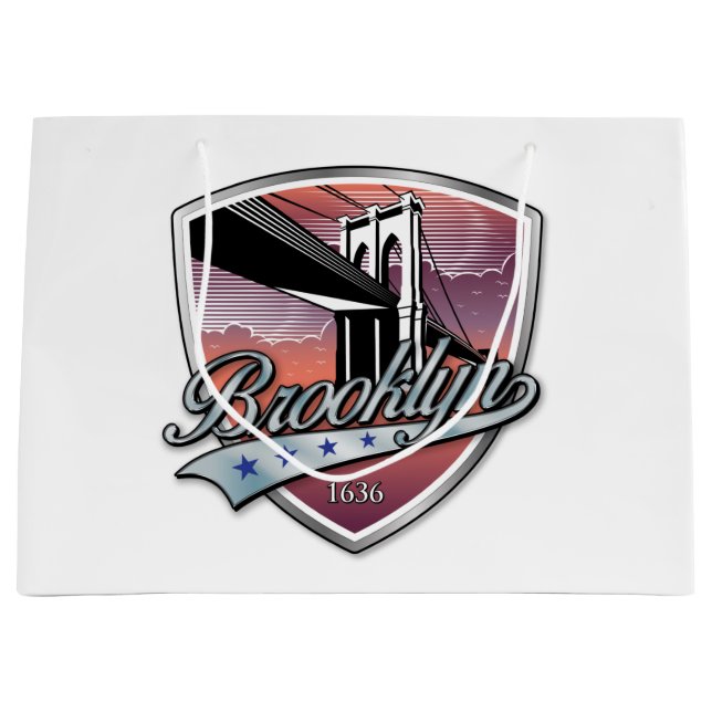 Brooklyn Logo Design Große Geschenktüte (Vorderseite)