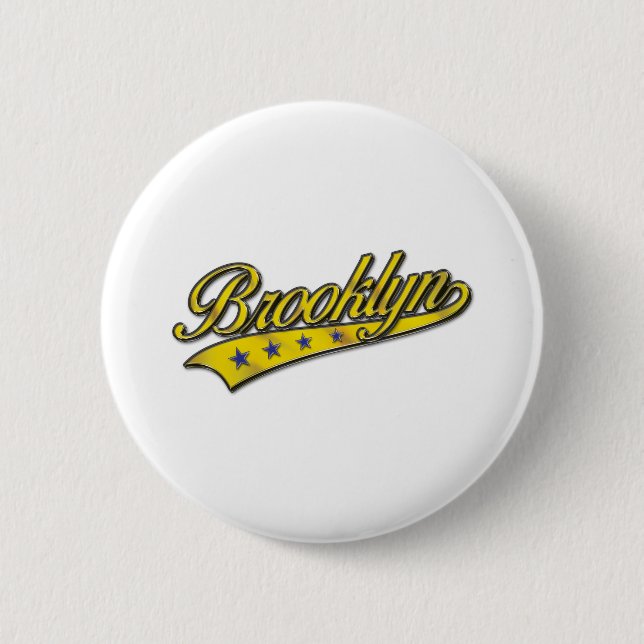 Brooklyn Logo Gold Embossed Button (Vorderseite)