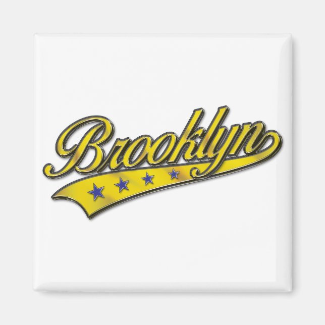 Brooklyn-Logo Gold geprägt Magnet (Vorne)