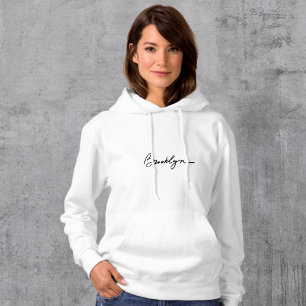 Brooklyn Logo White Hoodie Einfach und stilvoll