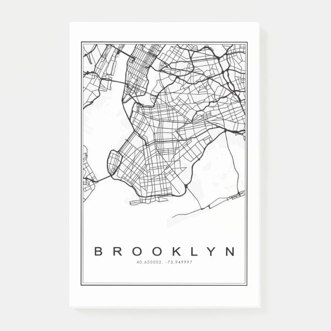 Brooklyn Map Illustration Post-it Klebezettel (Vorderseite)