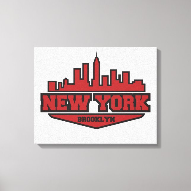 Brooklyn New York | Blockstiftschrift Leinwanddruck (Vorderseite)