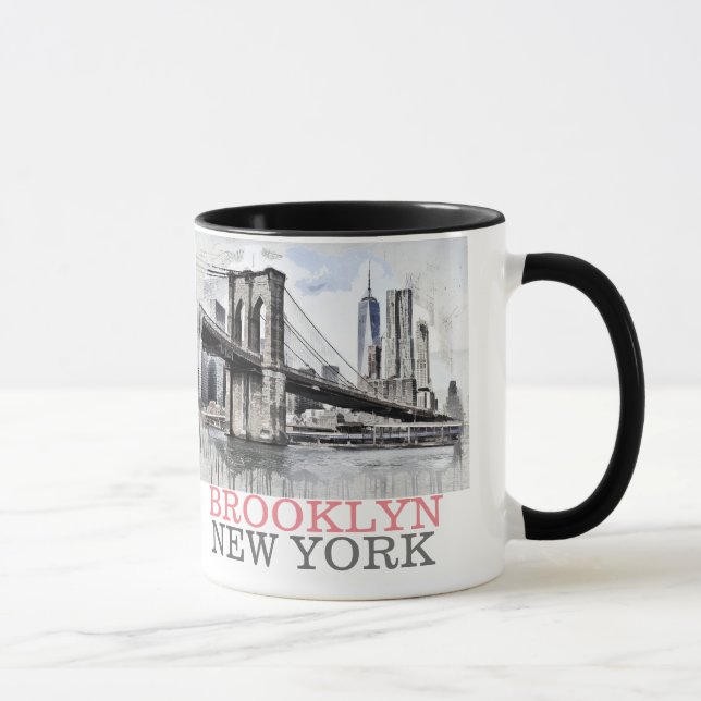 Brooklyn New York, Brückenszene Tasse (Rechts)