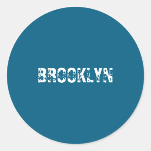 Brooklyn New York City Nyc Weißer Text Nostalgisch Runder Aufkleber