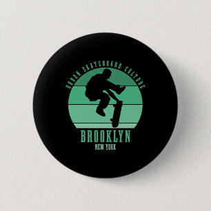 Brooklyn New York City Skateboarder Urne Skateboar Button