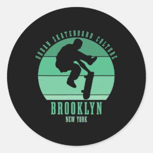 Brooklyn New York City Skateboarder Urne Skateboar Runder Aufkleber