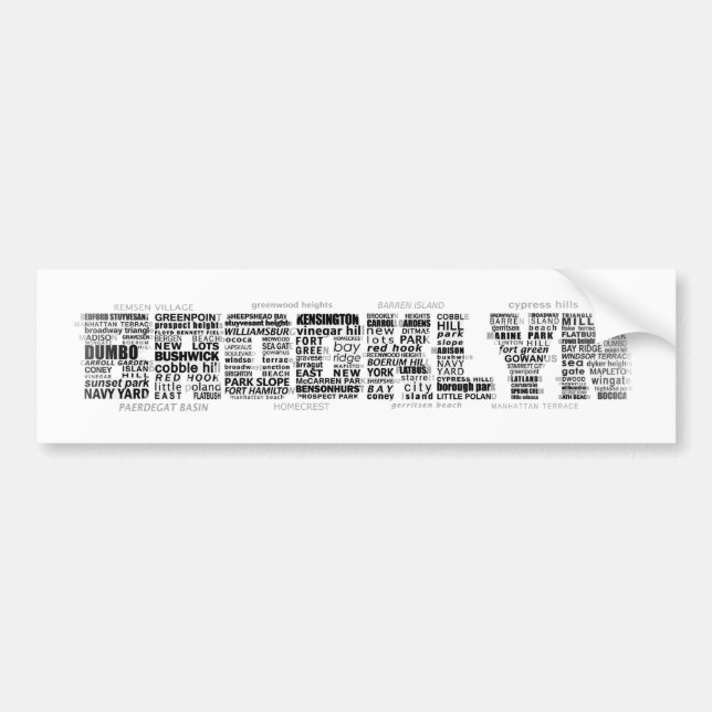 Brooklyn New York City Word Art Autoaufkleber (Vorne)