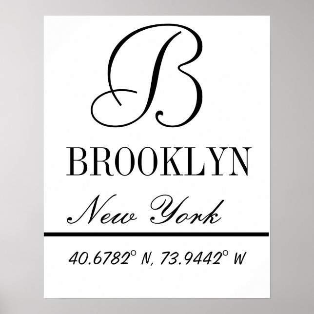Brooklyn New York Coordinates Poster (Vorne)