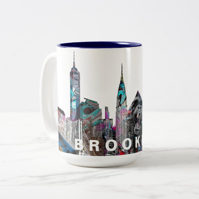 Brooklyn, New York, in Graffiti Zweifarbige Tasse (Vorderseite Links)