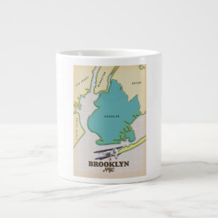 Brooklyn New York Map Jumbo-Tasse