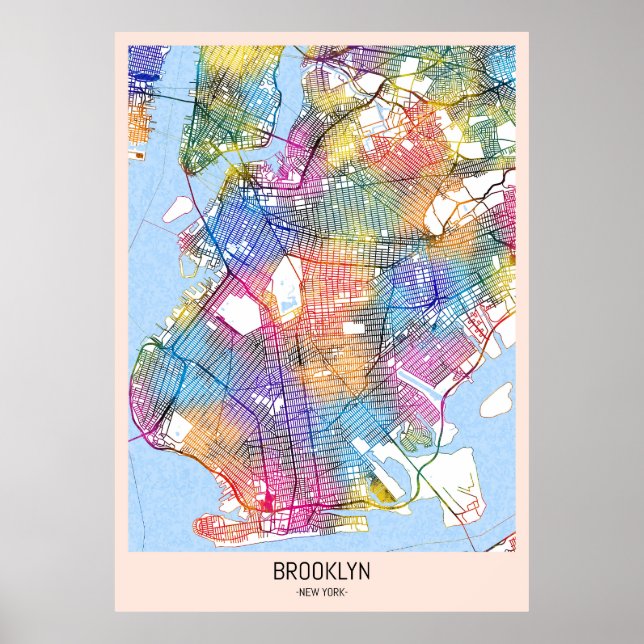 Brooklyn New York Map Poster (Vorne)