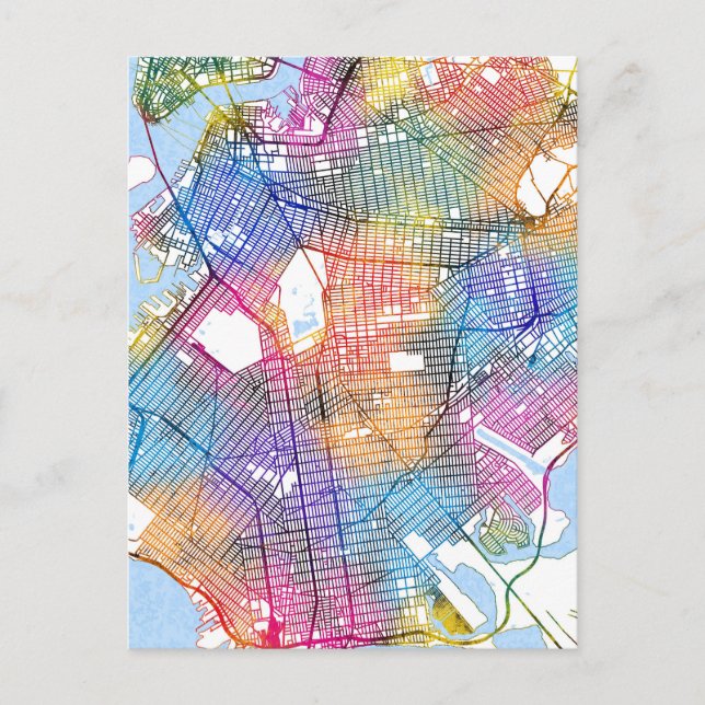 Brooklyn New York Map Postkarte (Vorderseite)
